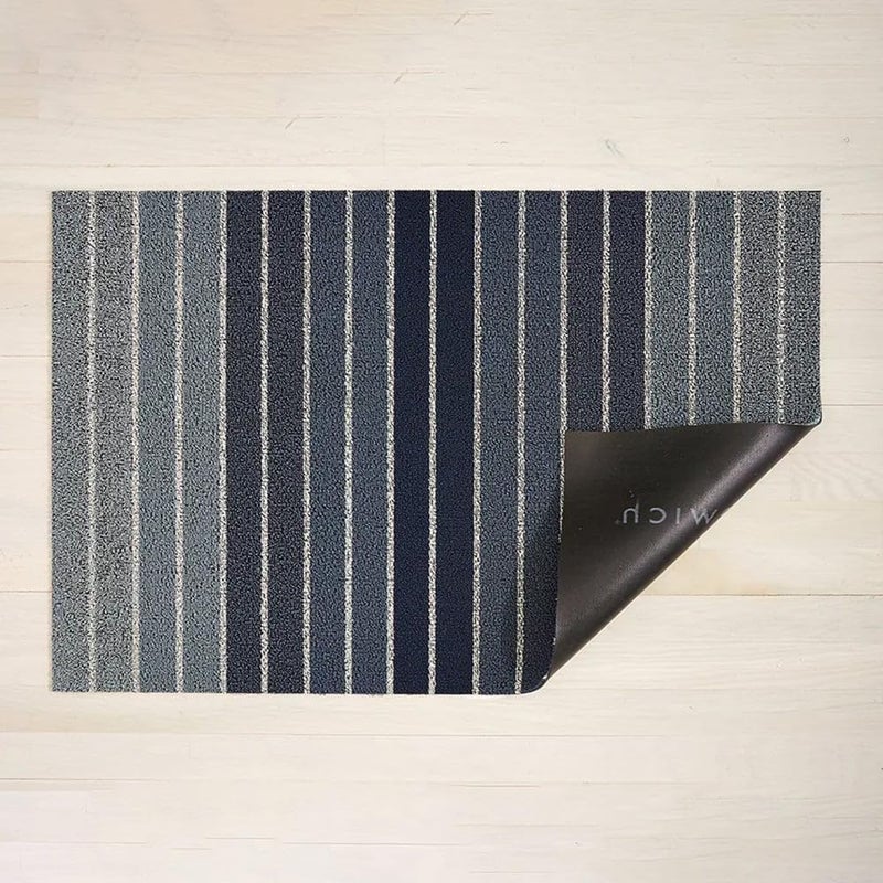 Chilewich Block Stripe Shag Doormat, Denim - Image 5